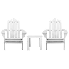 Gardeon Outdoor Sun Lounge Beach Chairs Table Setting Wooden Adirondack Patio Chair White