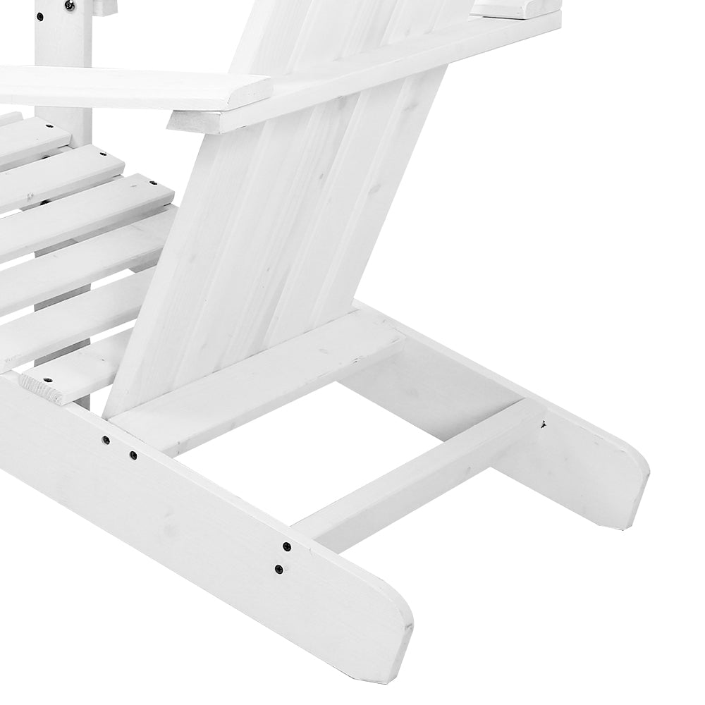 Gardeon Outdoor Sun Lounge Beach Chairs Table Setting Wooden Adirondack Patio Chair White