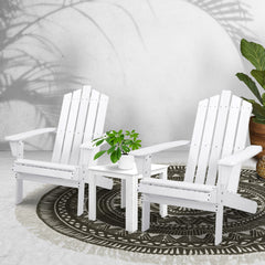 Gardeon Outdoor Sun Lounge Beach Chairs Table Setting Wooden Adirondack Patio Chair White