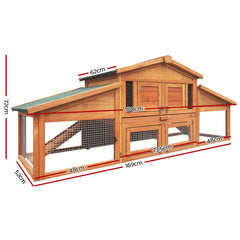 i.Pet Chicken Coop Rabbit Hutch 169cm x 52cm x 72cm Large Chicken Coop Wooden House Run Cage