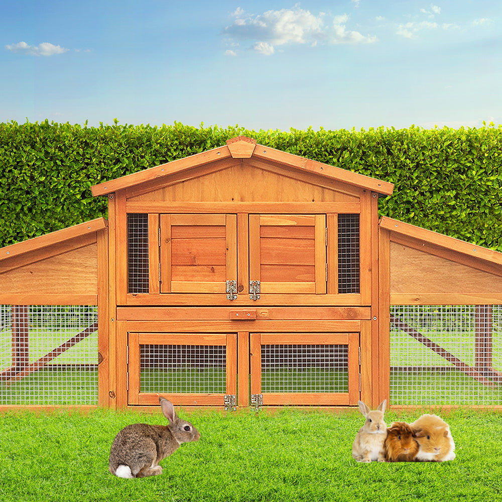 i.Pet Chicken Coop Rabbit Hutch 169cm x 52cm x 72cm Large Chicken Coop Wooden House Run Cage