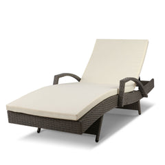 Gardeon Sun Lounge Wicker Lounger Outdoor Furniture Beach Chair Patio Adjustable Cushion Grey&Beige