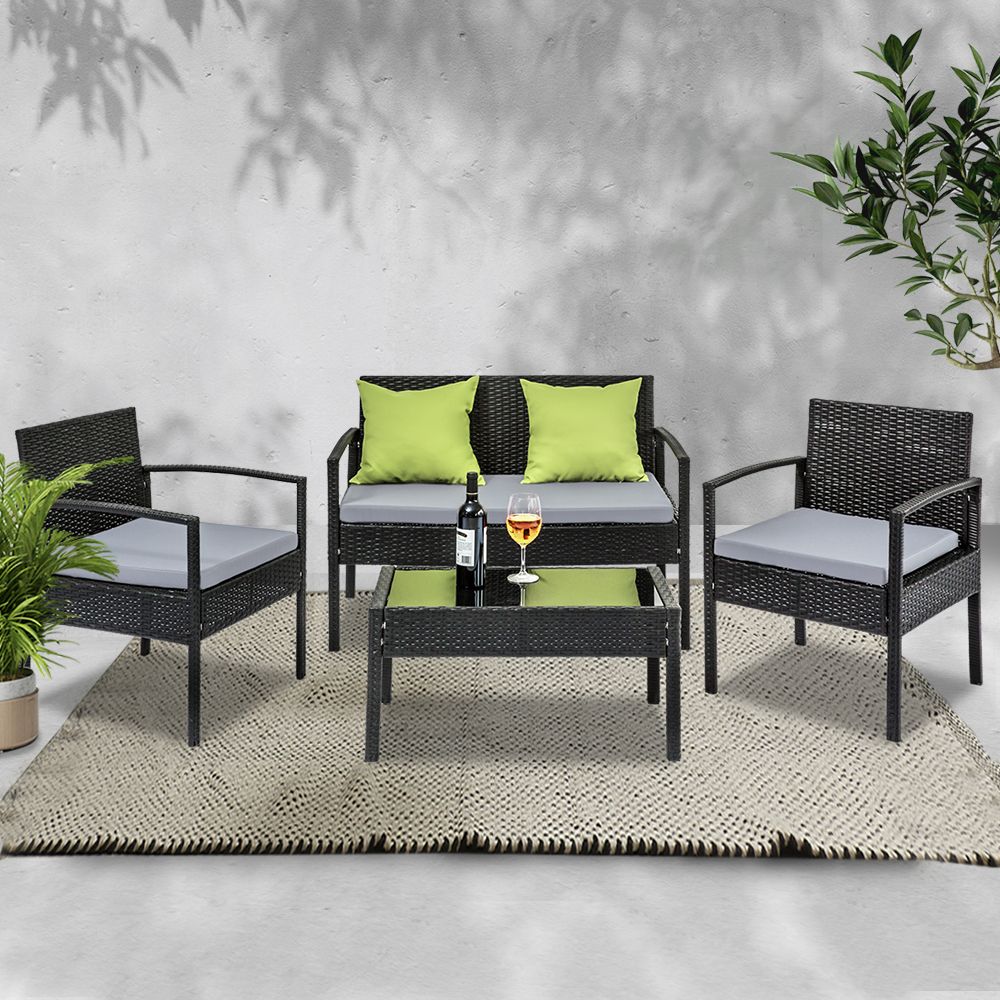 Gardeon Outdoor Sofa Set Wicker Lounge Setting Table and Chairs Patio Furniture