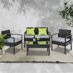Gardeon Outdoor Sofa Set Wicker Lounge Setting Table and Chairs Patio Furniture