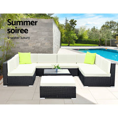 Gardeon 10-Piece Outdoor Sofa Set Wicker Couch Lounge Setting Cover