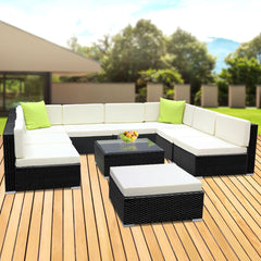 Gardeon 10-Piece Outdoor Sofa Set Wicker Couch Lounge Setting 9 Seater
