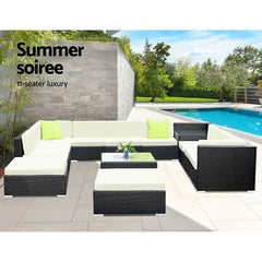 Gardeon 13-Piece Outdoor Sofa Set Wicker Couch Lounge Setting Cover