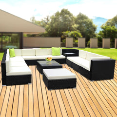 Gardeon 13-Piece Outdoor Sofa Set Wicker Couch Lounge Setting Cover