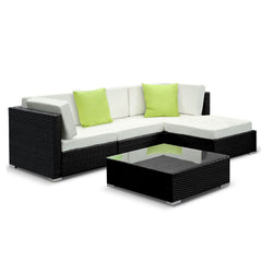 Gardeon 5-Piece Outdoor Sofa Set Wicker Couch Lounge Setting Cover