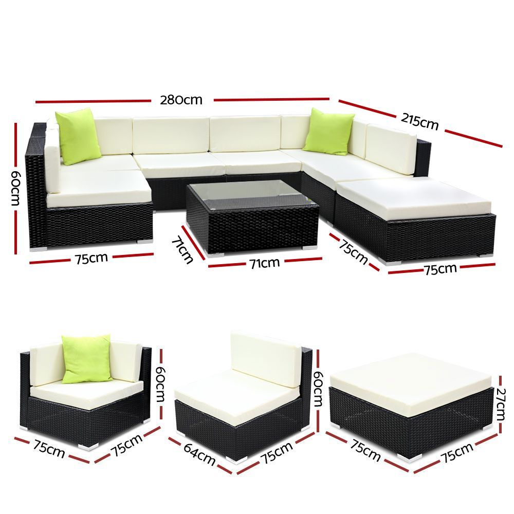 Gardeon 8-Piece Outdoor Sofa Set Wicker Couch Lounge Setting Cover