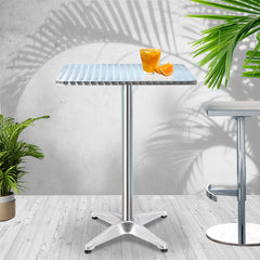 Gardeon Outdoor Bar Table Adjustable Aluminium Square 70/110cm