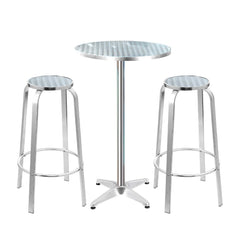 Gardeon 3-Piece Outdoor Bar Set Bistro Table Stools Adjustable Round Cafe