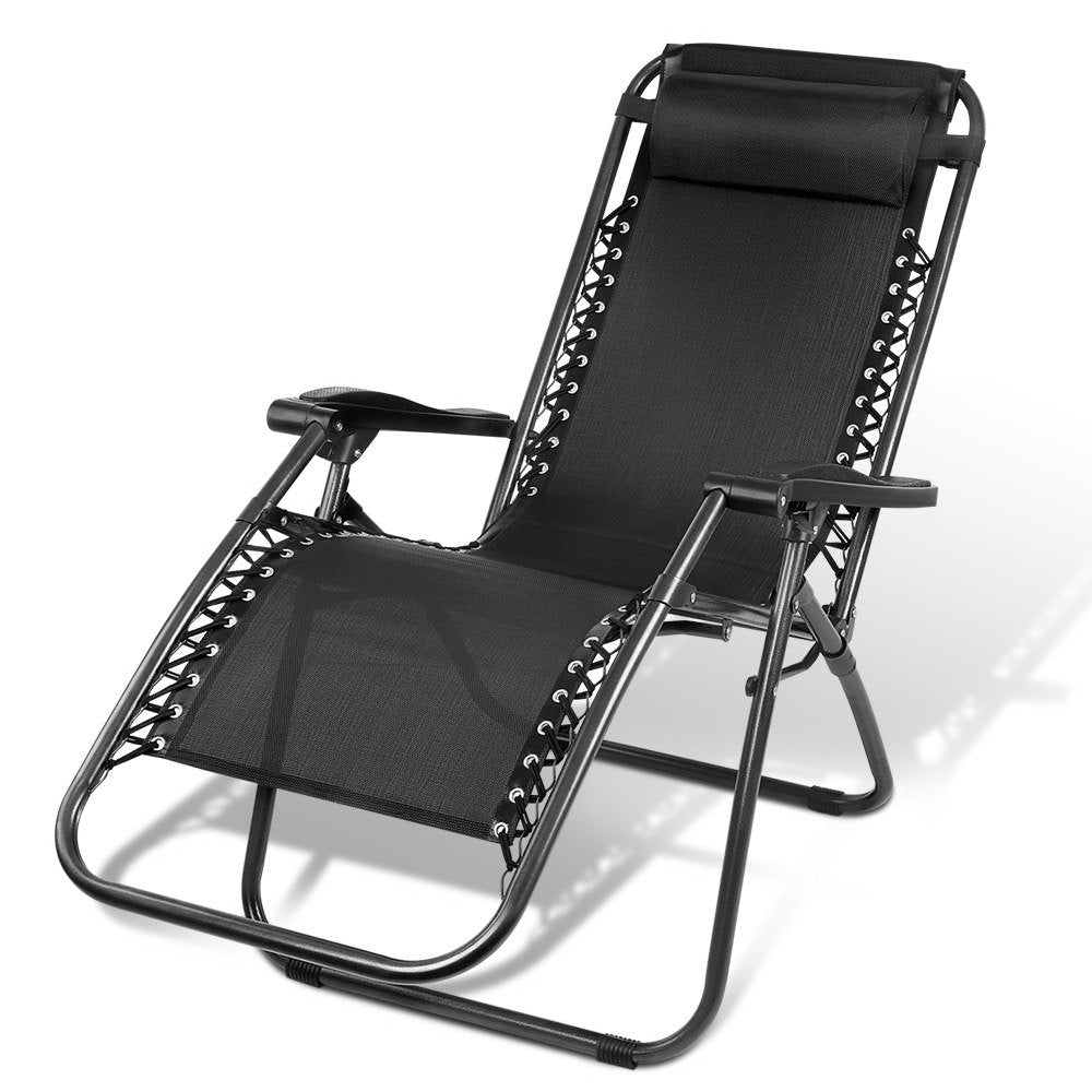 Gardeon Zero Gravity Chair Folding Outdoor Recliner Adjustable Sun Lounge Camping Black