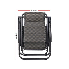 Gardeon Zero Gravity Chair Folding Outdoor Recliner Adjustable Sun Lounge Camping Grey