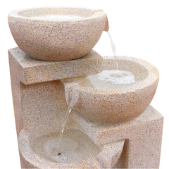 Gardeon Solar Water Feature Cascading Fountain 4-Tier Bowl LED Lights 72CM Sand