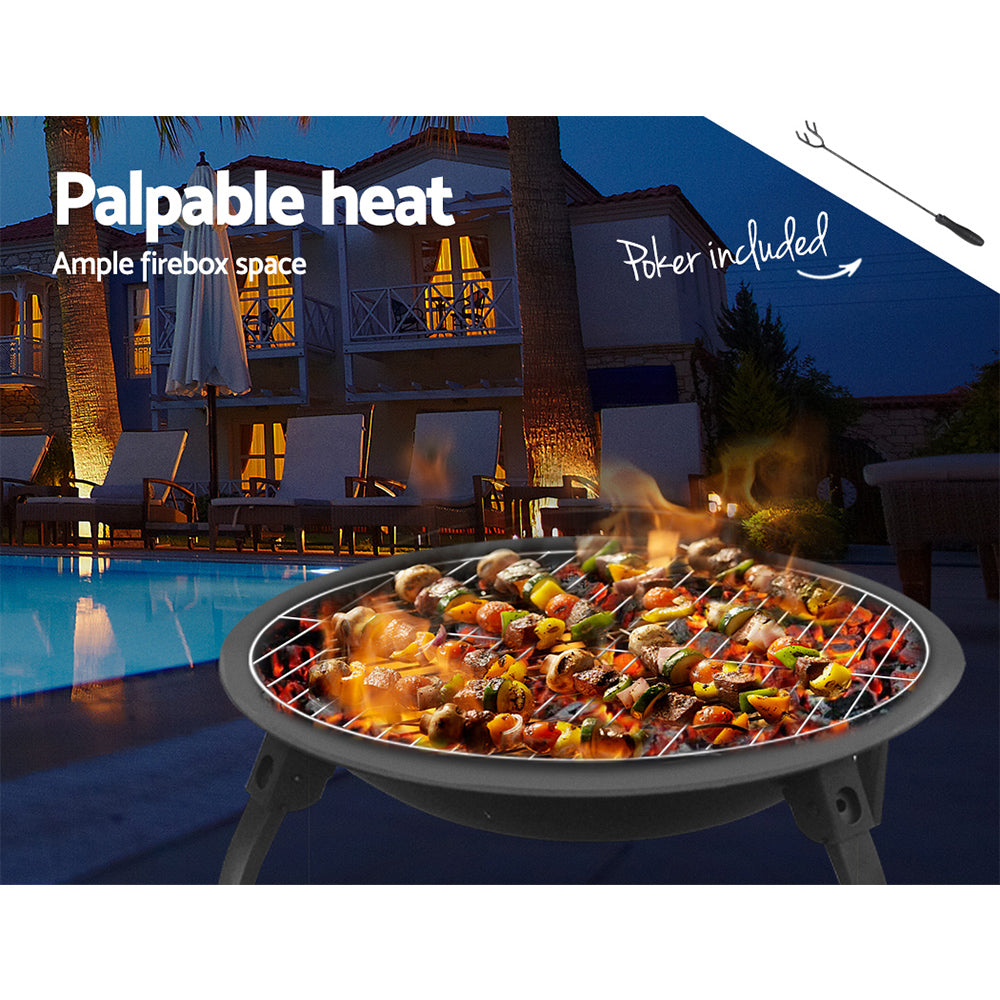 Fire Pit BBQ Charcoal Smoker Portable Outdoor Camping Pits Patio Fireplace 22