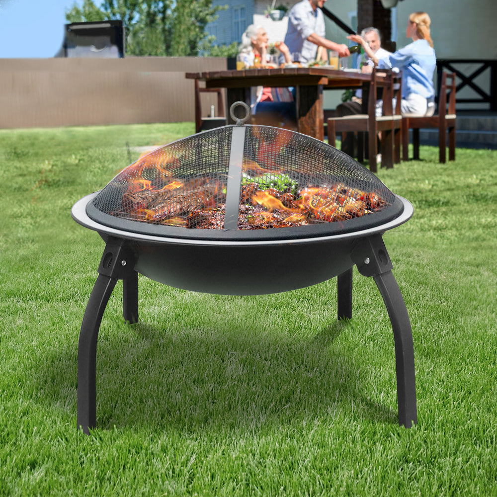 Fire Pit BBQ Charcoal Smoker Portable Outdoor Camping Pits Patio Fireplace 22
