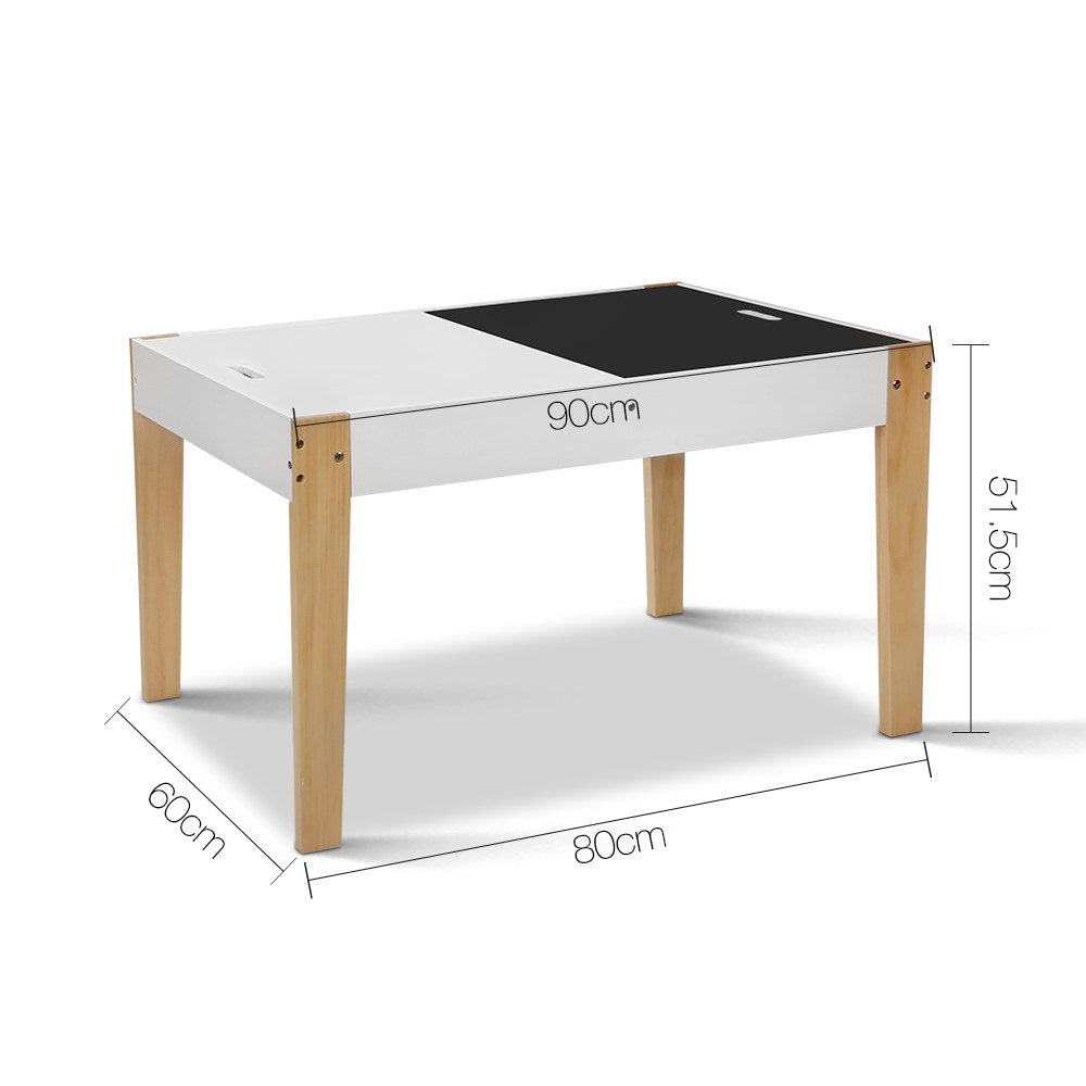 Keezi 3PCS Kids Table and Chairs Set Storage Toys Play Activity Desk Chalkboard