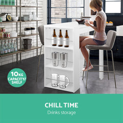 Artiss Bar Table 3-tier Storage Shelves White