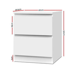 Artiss Bedside Table 2 Drawers - PEPE White