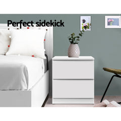 Artiss Bedside Table 2 Drawers - PEPE White