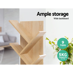 Artiss Tree Bookshelf 9 Tiers - ECHO Oak