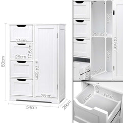 Artiss Bathroom Cabinet Storage Drawers White