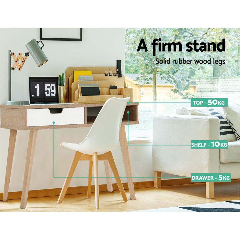 Artiss Computer Desk Drawer Cabinet Shelf Oak 90CM