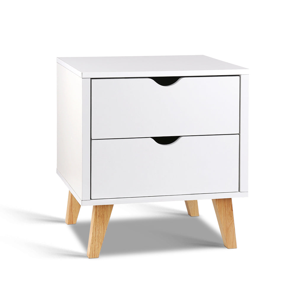 Artiss Bedside Table 2 Drawers - ANDERS White