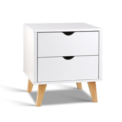 Artiss Bedside Table 2 Drawers - ANDERS White