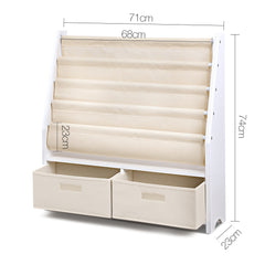 Keezi 4 Tiers Kids Bookshelf Magazine Rack Children Bookcase Organiser Drawer