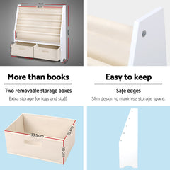 Keezi 4 Tiers Kids Bookshelf Magazine Rack Children Bookcase Organiser Drawer
