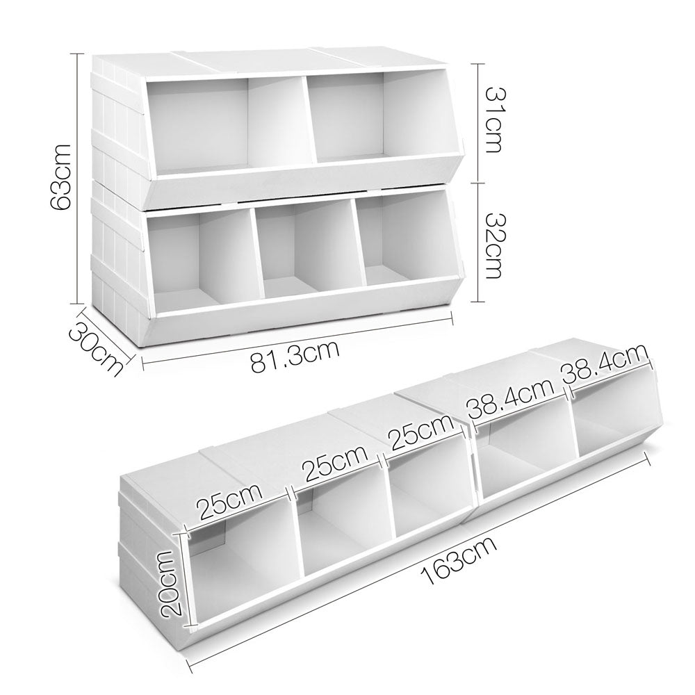 Keezi Kids Toy Box Bookshelf Storage Bookcase Organiser Display Stackable