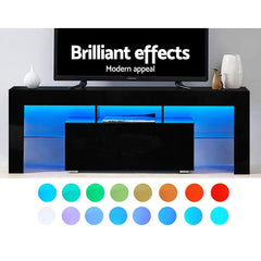 Artiss Entertainment Unit TV Cabinet LED 130cm Black Elo