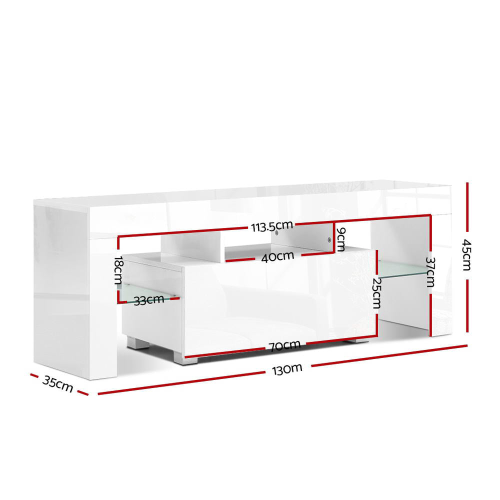 Artiss Entertainment Unit TV Cabinet LED 130cm White Elo