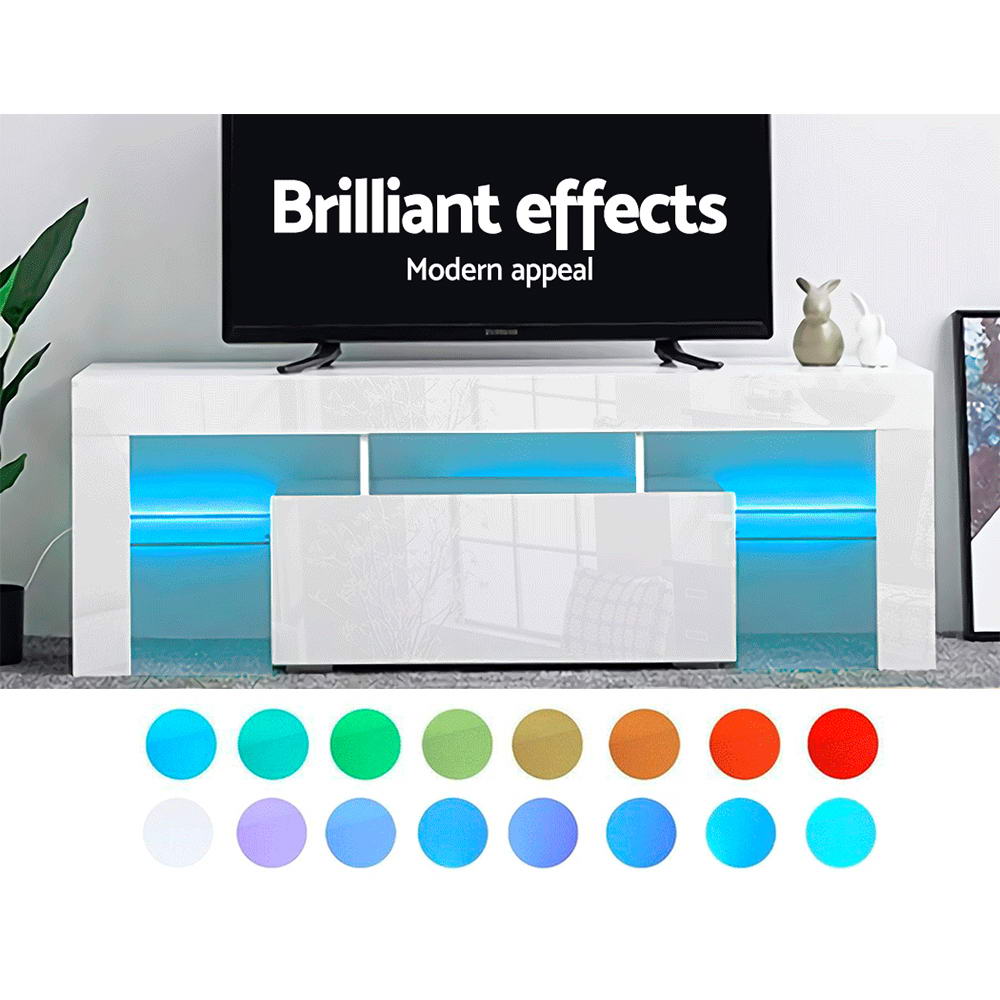 Artiss Entertainment Unit TV Cabinet LED 130cm White Elo