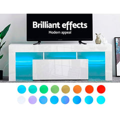 Artiss Entertainment Unit TV Cabinet LED 130cm White Elo
