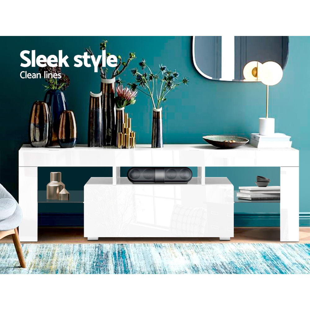 Artiss Entertainment Unit TV Cabinet LED 130cm White Elo