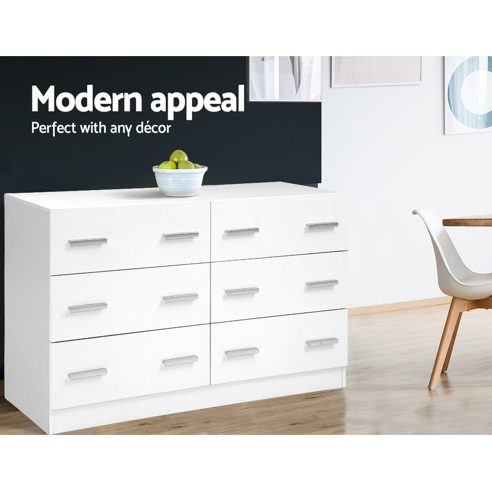 Artiss 6 Chest of Drawers - VEDA White