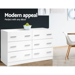 Artiss 6 Chest of Drawers - VEDA White