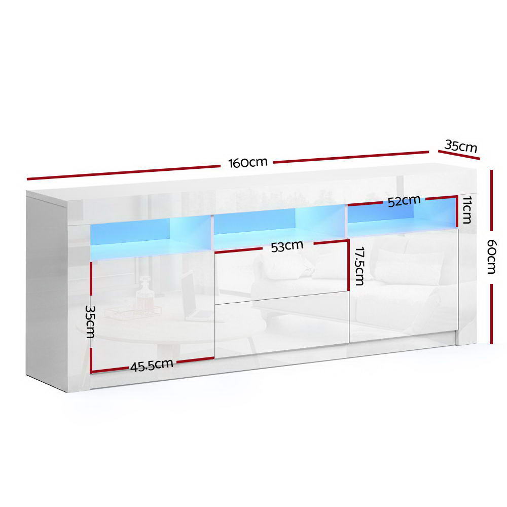 Artiss Entertainment Unit TV Cabinet LED 160cm White Anna