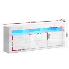Artiss Entertainment Unit TV Cabinet LED 160cm White Anna