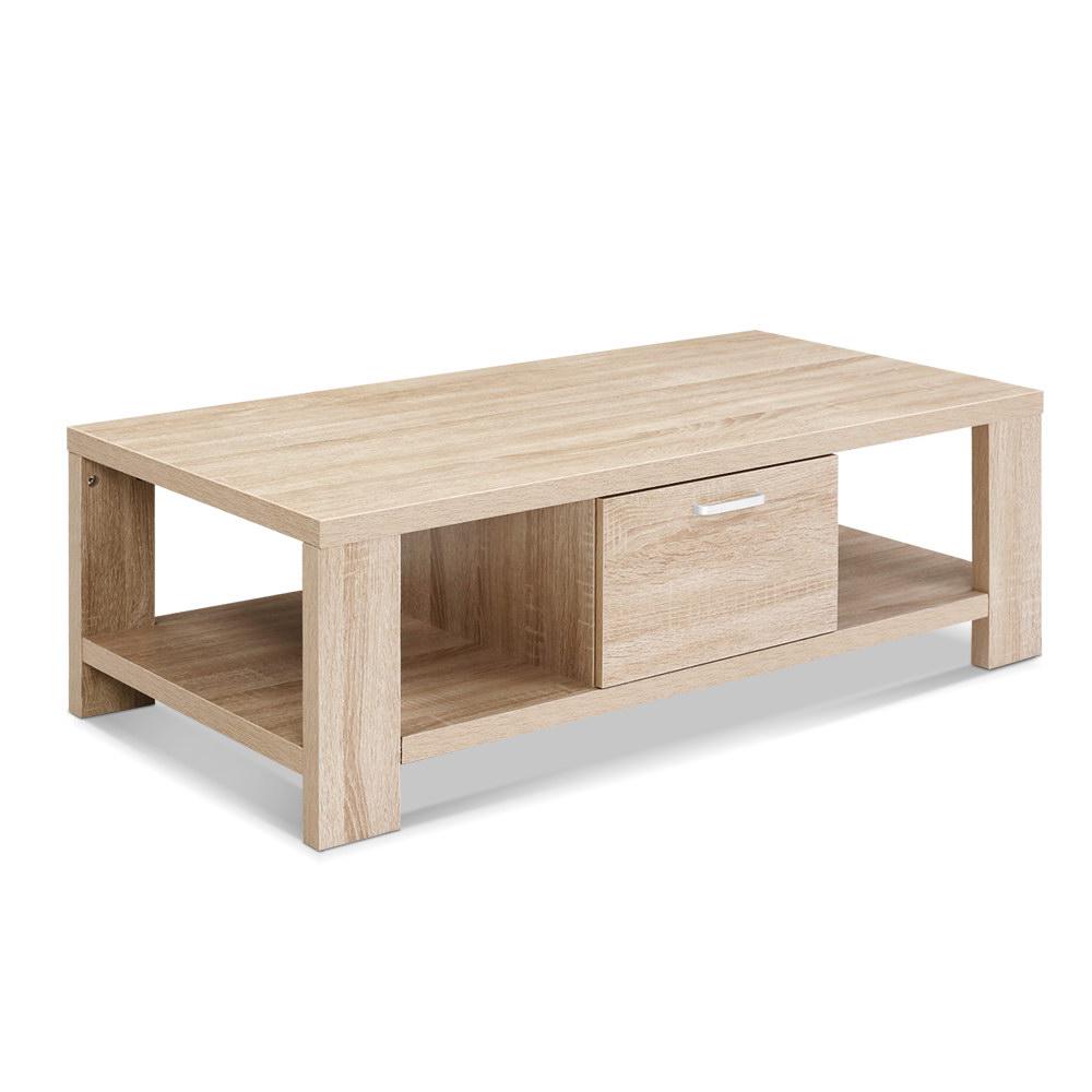 Artiss Coffee Table 1 Drawer Oak Maxi