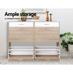Artiss Shoe Rack Cabinet 36 Pairs Adjustable Shelves Pine Sara