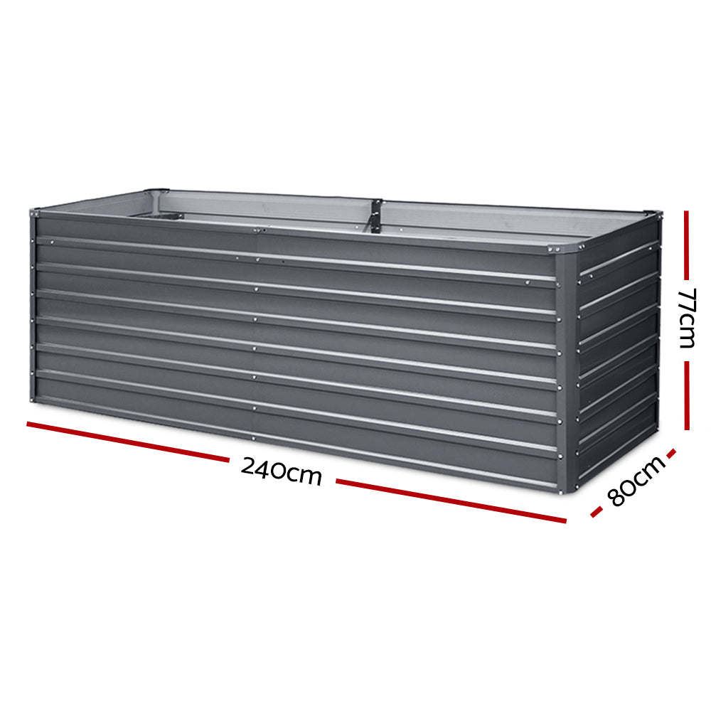 Green Fingers Garden Bed 240x80x77cm Planter Box Raised Container Galvanised Herb