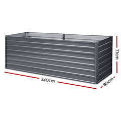 Green Fingers Garden Bed 240x80x77cm Planter Box Raised Container Galvanised Herb