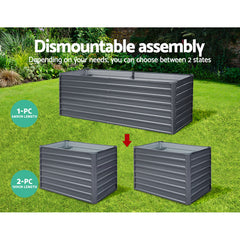 Green Fingers Garden Bed 240x80x77cm Planter Box Raised Container Galvanised Herb