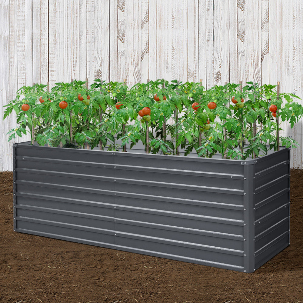 Green Fingers Garden Bed 240x80x77cm Planter Box Raised Container Galvanised Herb