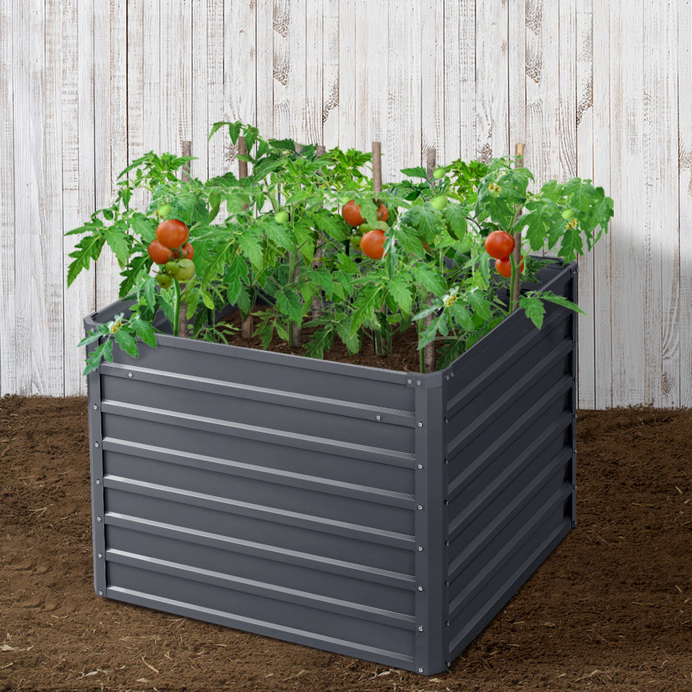 Green Fingers 2x Garden Bed 100x100x77cm Planter Box Raised Container Galvanised