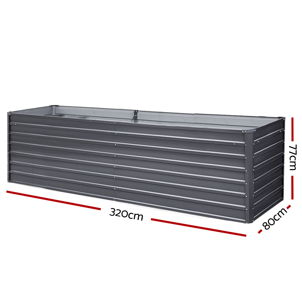 Green Fingers Garden Bed 320x80x77cm Planter Box Raised Container Galvanised Herb